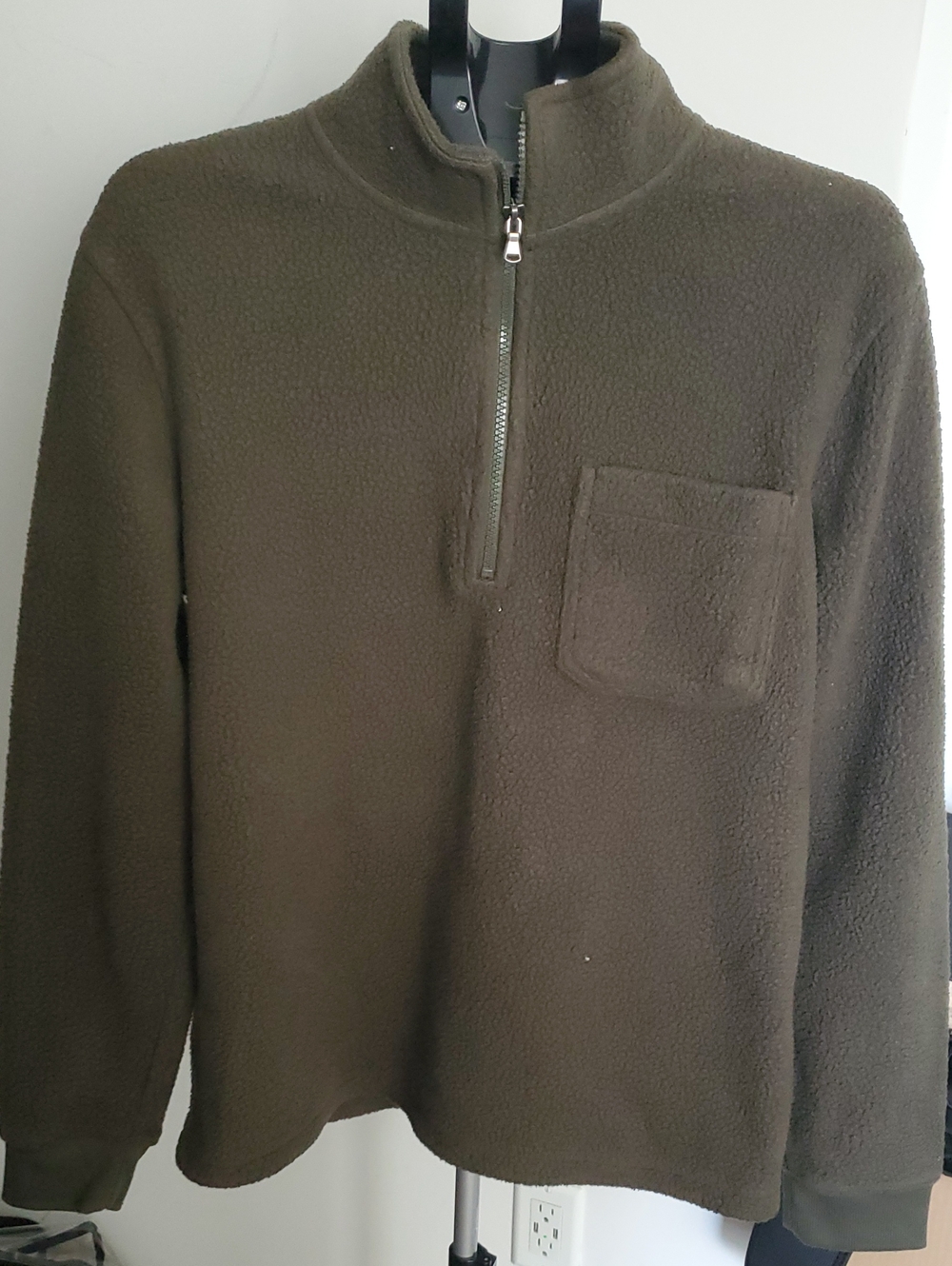Sonoma Olive Green Quarter-Zip Fleece Pullover
